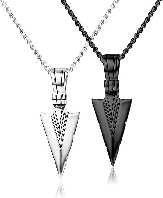 JStyle Stainless Steel Arrowhead Pendant Necklace Set for Men